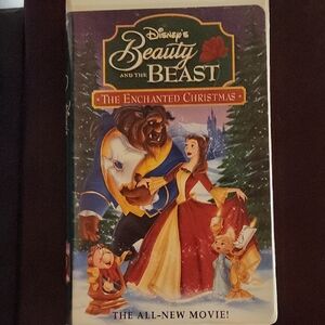 Disney Beauty and the Beast Enchanted Christmas VHS - Red, Blue, Gold